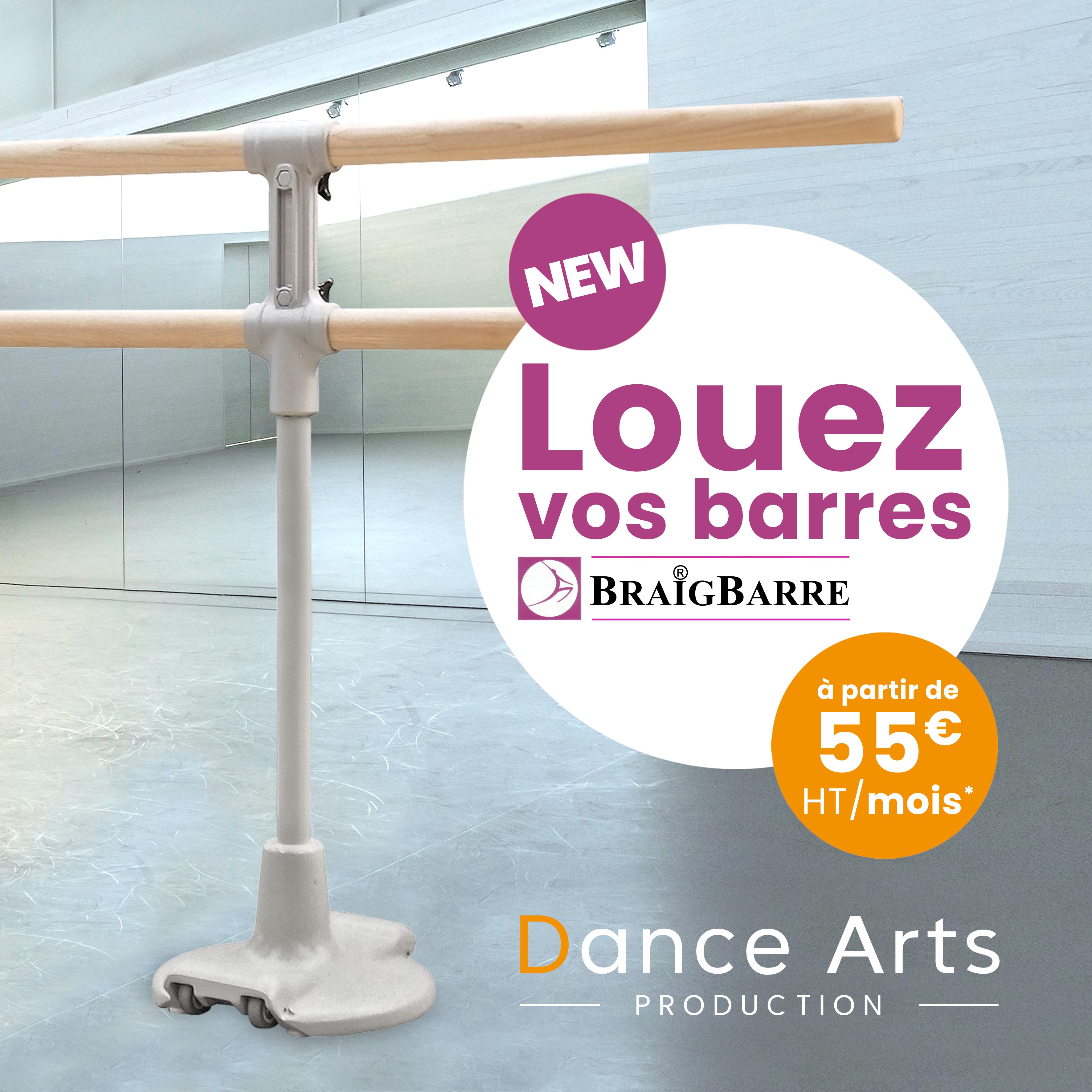 Barre de danse professionnelle Disponible en location